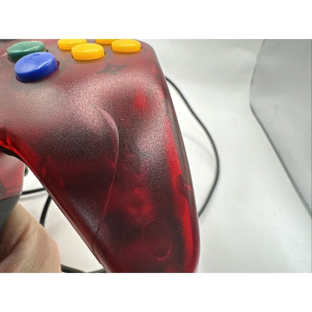 Nintendo N64 High Frequency Clear Dark Red Wired Controller untested